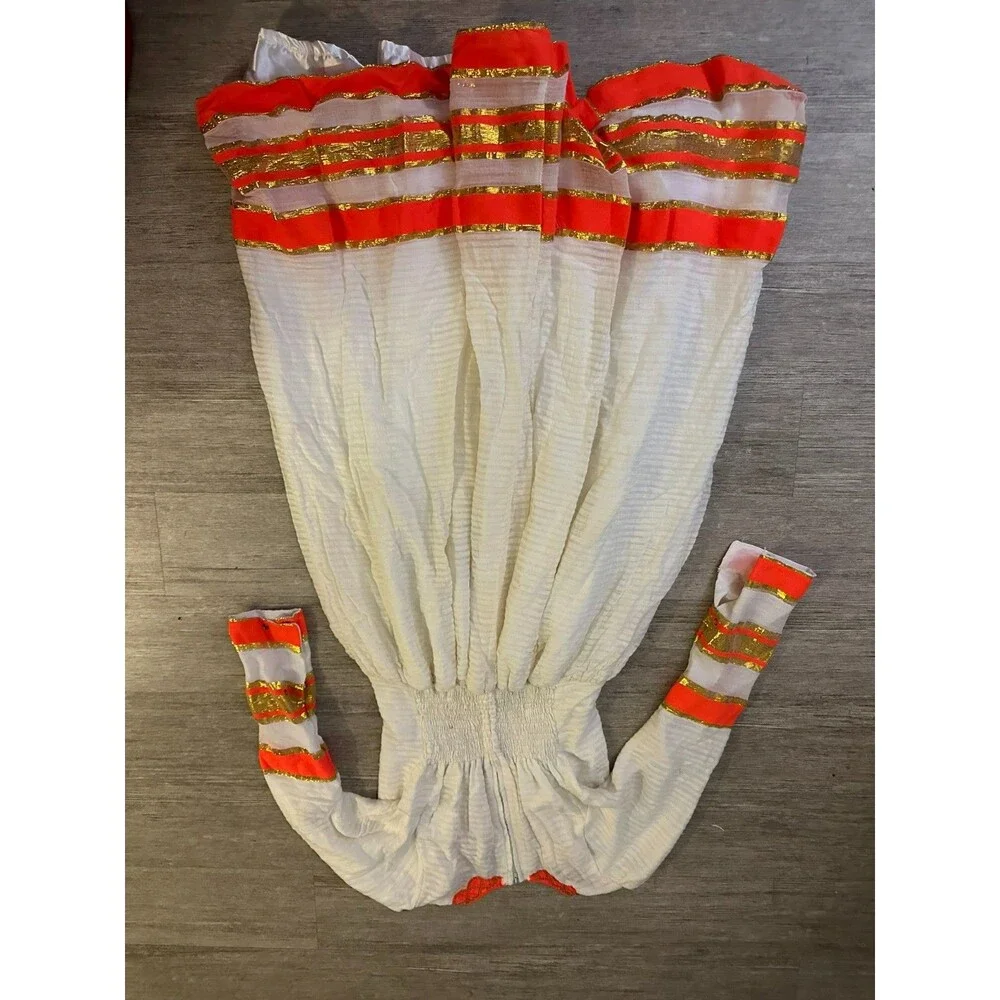 Ethiopian Traditional Dress Handmade Habesha Kemis Gold Orange Dress